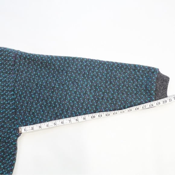 L.L. Bean Vintage Sweater Birdseye Norwegian Ragg Wool Men’s XL Gray Purple Teal - Picture 6 of 10
